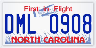 NC license plate DML0908