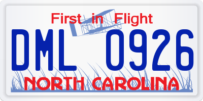 NC license plate DML0926