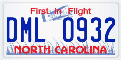 NC license plate DML0932