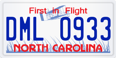 NC license plate DML0933