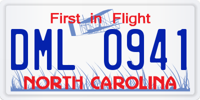 NC license plate DML0941