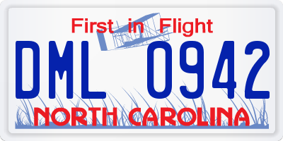 NC license plate DML0942