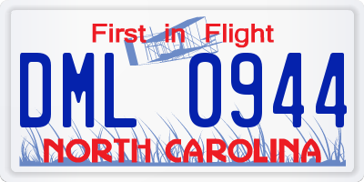 NC license plate DML0944