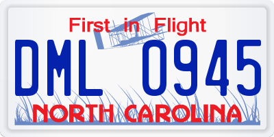 NC license plate DML0945