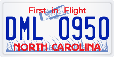 NC license plate DML0950