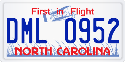 NC license plate DML0952
