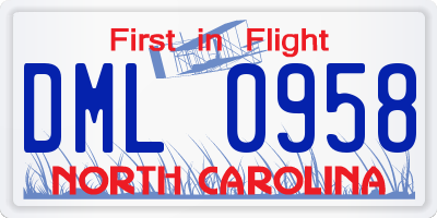 NC license plate DML0958