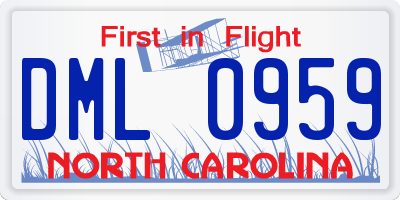 NC license plate DML0959