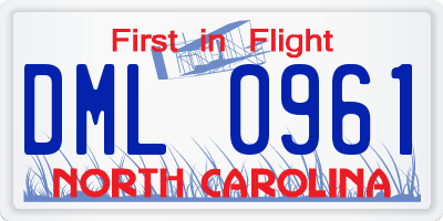 NC license plate DML0961