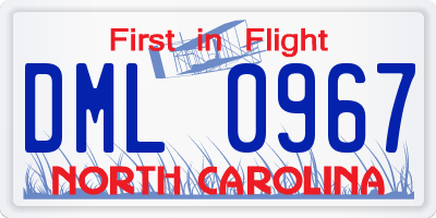 NC license plate DML0967