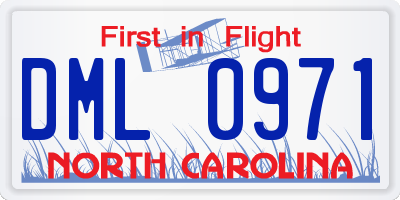 NC license plate DML0971