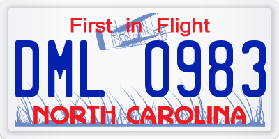 NC license plate DML0983