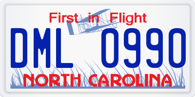 NC license plate DML0990