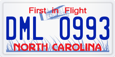 NC license plate DML0993