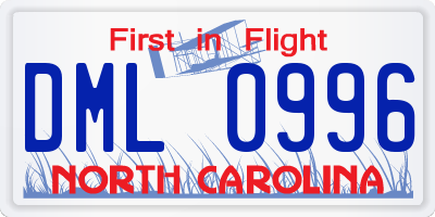 NC license plate DML0996