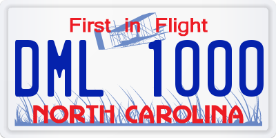 NC license plate DML1000