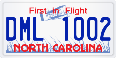 NC license plate DML1002
