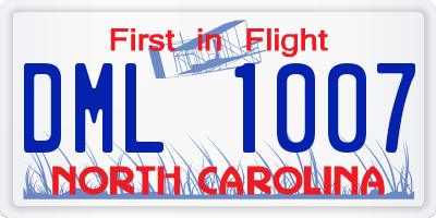 NC license plate DML1007