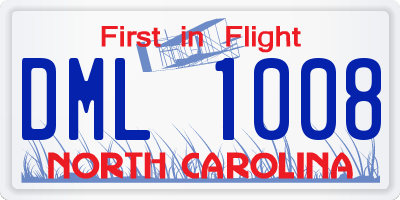 NC license plate DML1008