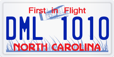 NC license plate DML1010
