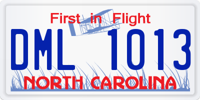 NC license plate DML1013