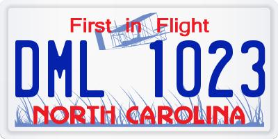 NC license plate DML1023