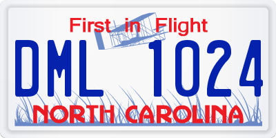 NC license plate DML1024