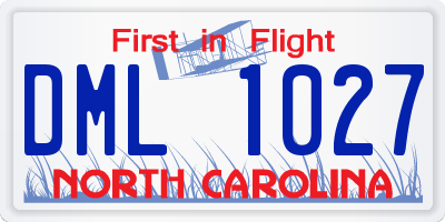 NC license plate DML1027