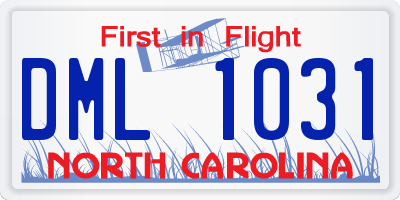 NC license plate DML1031