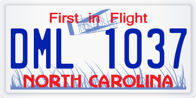 NC license plate DML1037