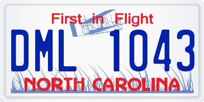 NC license plate DML1043