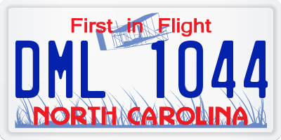 NC license plate DML1044
