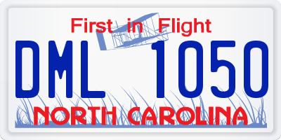 NC license plate DML1050