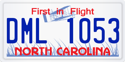 NC license plate DML1053