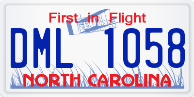 NC license plate DML1058