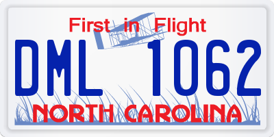 NC license plate DML1062