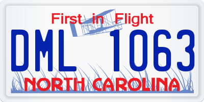 NC license plate DML1063