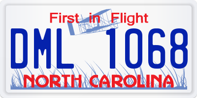 NC license plate DML1068