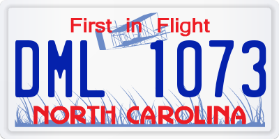 NC license plate DML1073