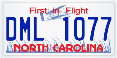 NC license plate DML1077