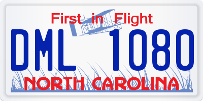 NC license plate DML1080