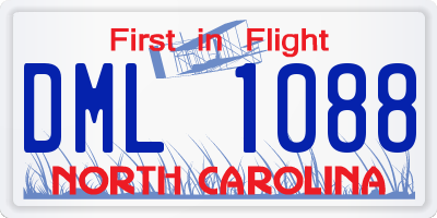 NC license plate DML1088