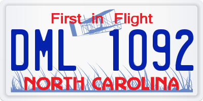 NC license plate DML1092