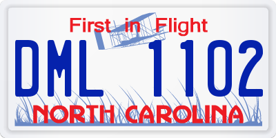 NC license plate DML1102