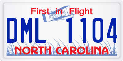 NC license plate DML1104