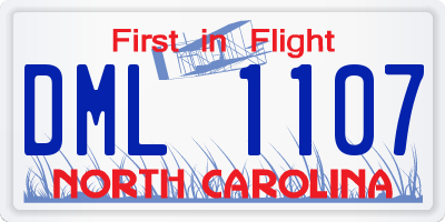 NC license plate DML1107