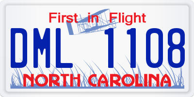 NC license plate DML1108