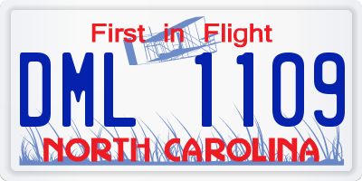 NC license plate DML1109