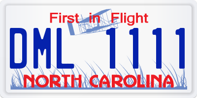 NC license plate DML1111