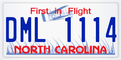 NC license plate DML1114